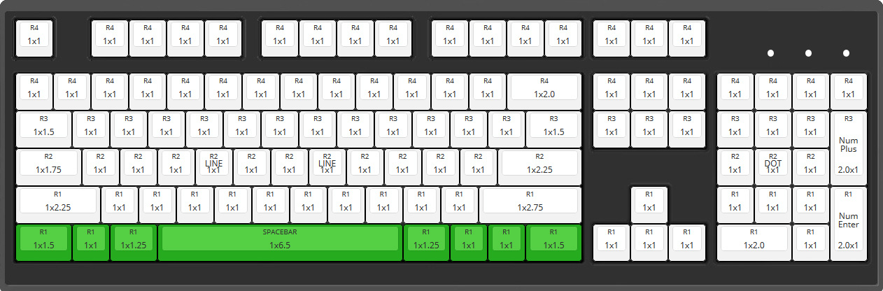 Max Keyboard 104 ANSI Layout with 6.5x unit spacebar