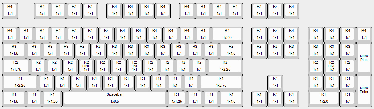 Max Keyboard Cherry MX Mechanical Keycap Layout and Size Chart