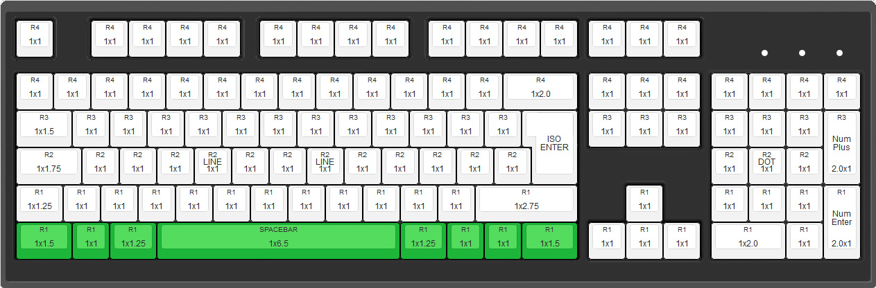 Max Keyboard 104 ANSI Layout with 6.5x unit spacebar